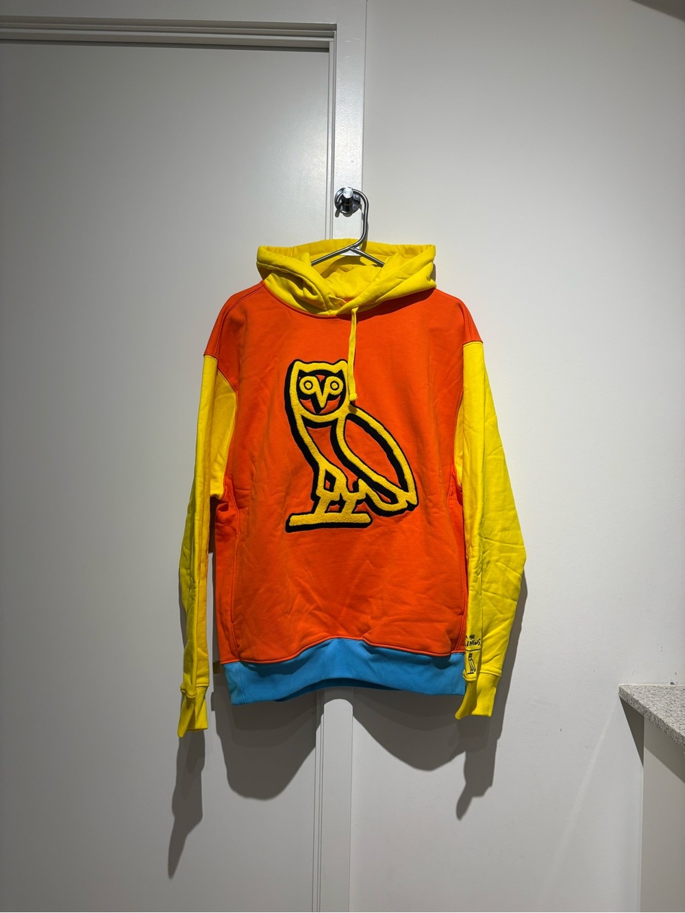OVO Colorblock Owl Hoodie in Orange, Yellow & Blue